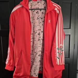 Adidas Red Jacket with Floral Interior